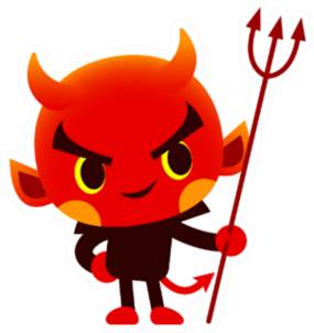 Cute Devil Character With Trident Sticker