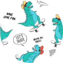 Cute Dinosaurs On Skateboard Sticker