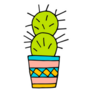 Cute Doddle of a Cactus House Plant Sticker