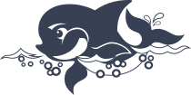 Cute Dolphin Swimming In Bubbly Water Sticker