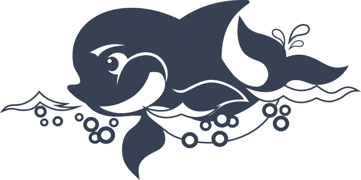 Cute Dolphin Swimming In Bubbly Water Sticker