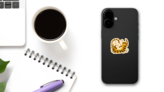 Cute Doodle Tiger Sticker on a Phone (New) example