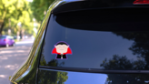 Cute Dracula Purple Sticker on a Rear Car Window (New) example