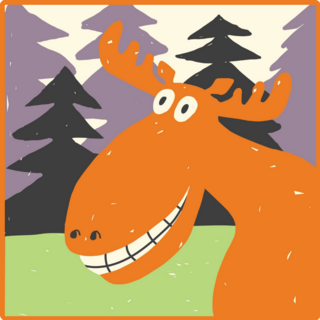 Cute Drawn Moose In Woods Sticker