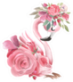 Cute Dreaming Girl Baby Pink Flamingo With Flowers Sticker