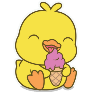 Cute Duck Eating Ice Cream Sticker
