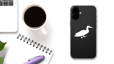 Cute Duck Silhouette Sticker on a Phone (New) example