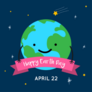 Cute Earth Day Cartoon Card Sticker