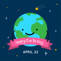 Cute Earth Day Cartoon Card Sticker