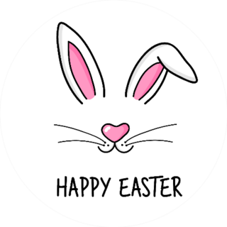 Cute Easter Bunny Illustration And Lettering Sticker