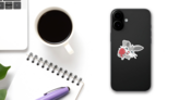 Cute Easter Bunny With Easter Egg Illustration Sticker on a Phone (New) example