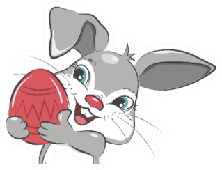 Cute Easter Bunny With Easter Egg Illustration Sticker