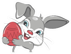 Cute Easter Bunny With Easter Egg Illustration Sticker