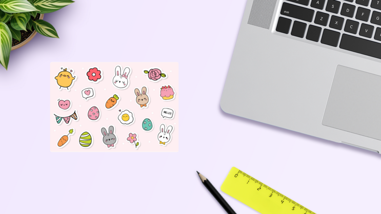 Cute Easter Sticker Sheet on a Desk (New) example