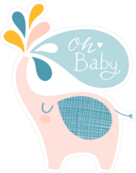 Cute Elephant Oh Baby Sticker