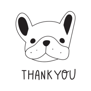 Cute Face Of French Bulldog Thank You Lettering Sticker