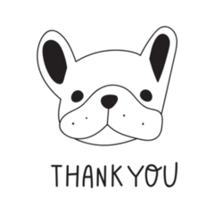 Cute Face Of French Bulldog Thank You Lettering Sticker