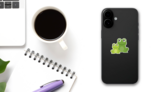 Cute Family of Frogs Sticker on a Phone (New) example