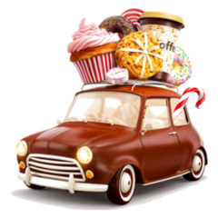 Cute Fantastic Chocolade Car With Sweets Sticker