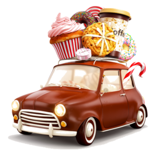 Cute Fantastic Chocolade Car With Sweets Sticker