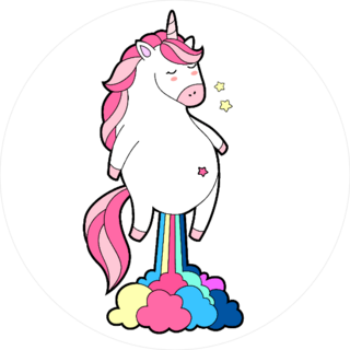 Cute Fat Unicorn Farting a Rainbow Sticker