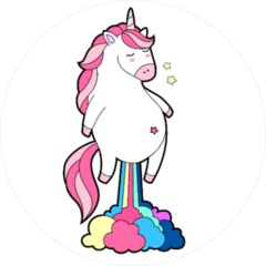 Cute Fat Unicorn Farting a Rainbow Sticker
