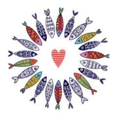 Cute Fish Round Sardines Portugal Art Sticker