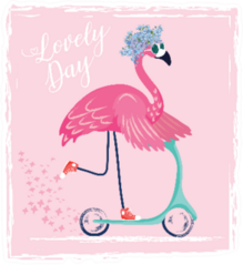 Cute Flamingo On Scooter Lovely Day Sticker