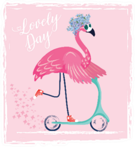 Cute Flamingo On Scooter Lovely Day Sticker