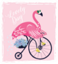 Cute Flamingo With Bicycle Summer Sticker