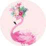 Cute Flamingo With Flowers On Head Sticker