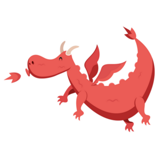 Cute Flat Animal Character Logo Dragon Sticker