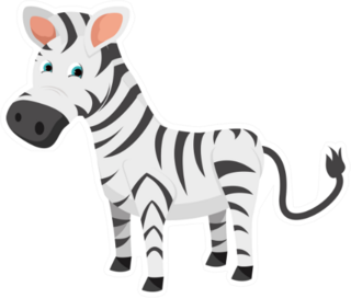 Cute Flat Animal Character Logo - Zebra Sticker