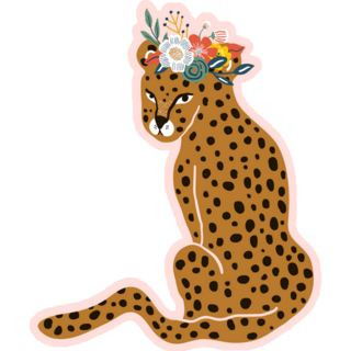 Cute Floral Leopard Sticker