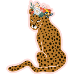 Cute Floral Leopard Sticker
