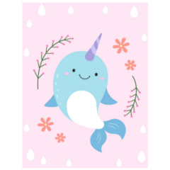 Cute Floral Narwhal Sticker