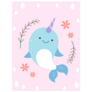 Cute Floral Narwhal Sticker