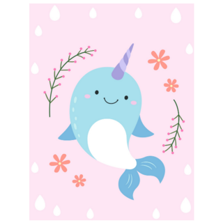Cute Floral Narwhal Sticker