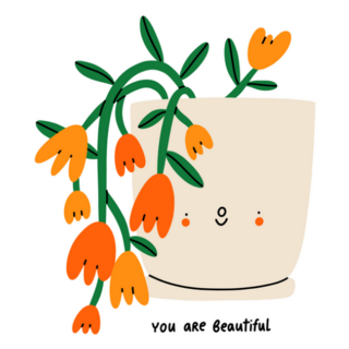 Cute Flowering House Plant with Heart Warming Message Sticker