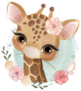 Cute Flowery Giraffe Illustration Sticker