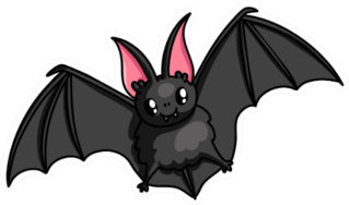 Cute Flying Bat With Shiny Eyes And Red Ears Sticker