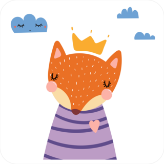 Cute Fox Cartoon in Purple Shirt Sticker
