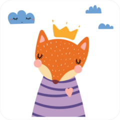 Cute Fox Cartoon in Purple Shirt Sticker