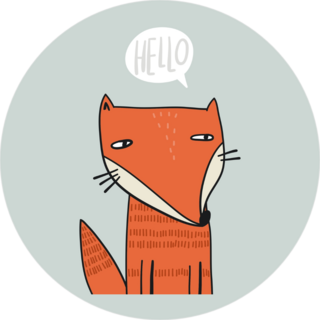 Cute Fox Saying Hello Cartoon Sticker