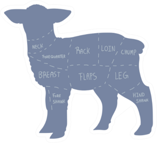 Cute French Farmhouse Lamb Butcher Chart Sticker