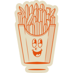 Cute French Fries Character In Red Sticker
