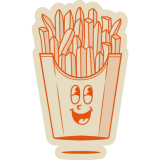 Cute French Fries Character In Red Sticker