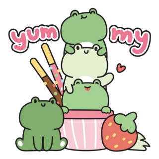 Cute Frog Ice Cream Matcha Sticker
