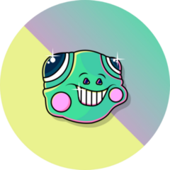 Cute Frog Illustration Colorful Background Sticker