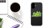 Cute Frog Kids Drawing Sticker on a Phone (New) example